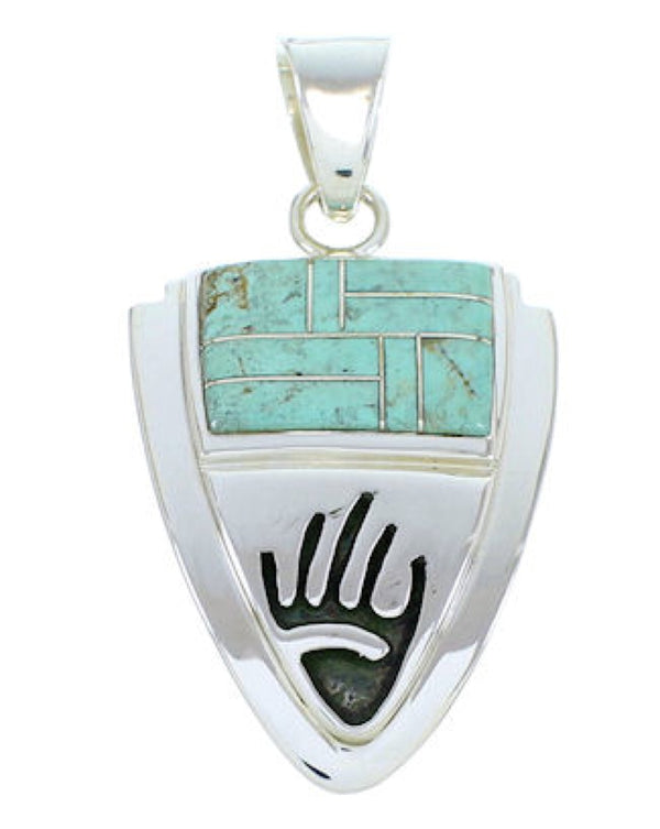 Southwest Turquoise Hand Sterling Silver Pendant YS73184